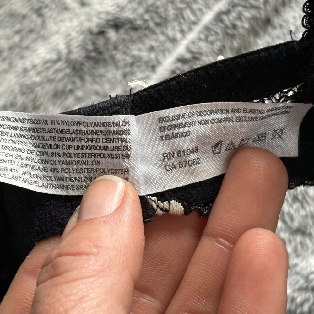 Wacoal Womens Bra 34C Black Embroidered Lace Adjustable Strap Whimsigoth 17140 - Picture 4 of 9